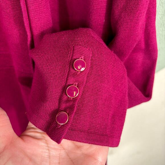 Talbots Cardigan Womens Size XL Burgundy Knitted Button Sleeve Open Front Comfy - Picture 5 of 10